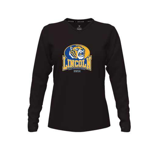 [FTLVCFBK-FYXS-LOGO3] Decker Comfort T-Shirt (Female Youth XS, Black, V Neck, Logo 3, Long Sleeve)