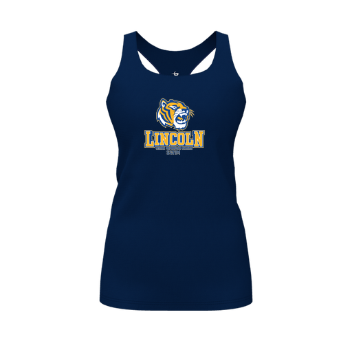 [CUS-DFW-RCBK-PER-NVY-FYS-LOGO1] Racerback Tank Top (Female Youth S, Navy, Logo 1)