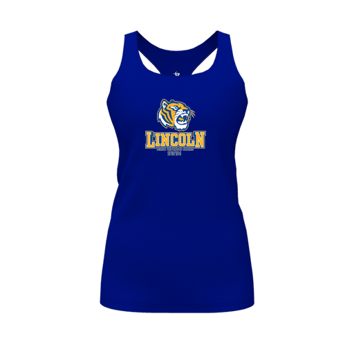 [CUS-DFW-RCBK-PER-RYL-FYS-LOGO1] Racerback Tank Top (Female Youth S, Royal, Logo 1)