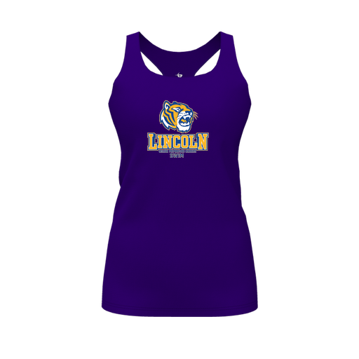 [CUS-DFW-RCBK-PER-PUR-FYS-LOGO1] Racerback Tank Top (Female Youth S, Purple, Logo 1)