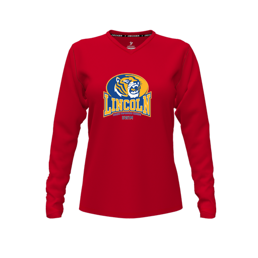 [FTLVCFRD-FYXS-LOGO3] Comfort T-Shirt (Female Youth XS, Red, V Neck, Logo 3, Long Sleeve)