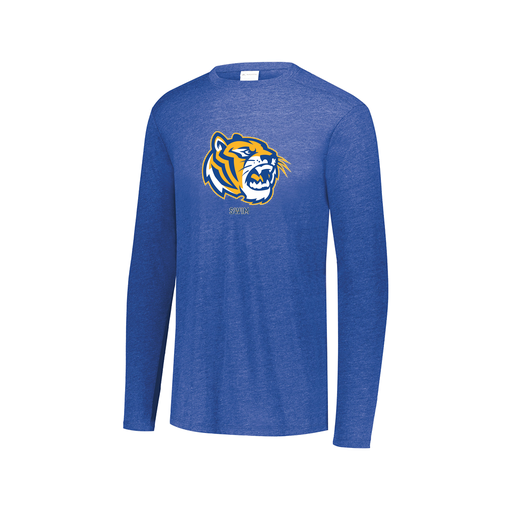 [3075.U55.XS-LOGO2] Decker Men's Tri-Blend T-Shirt - Long Sleeve (Adult XS, Royal, Logo 2)