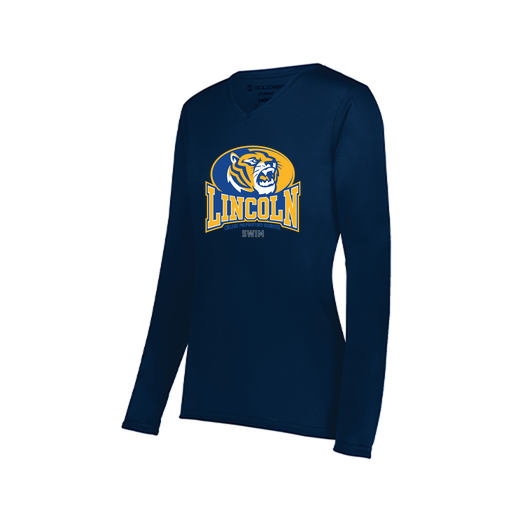 [222824.065.S-LOGO3] Ladies LS Smooth Sport Shirt (Female Adult S, Navy, Logo 3)